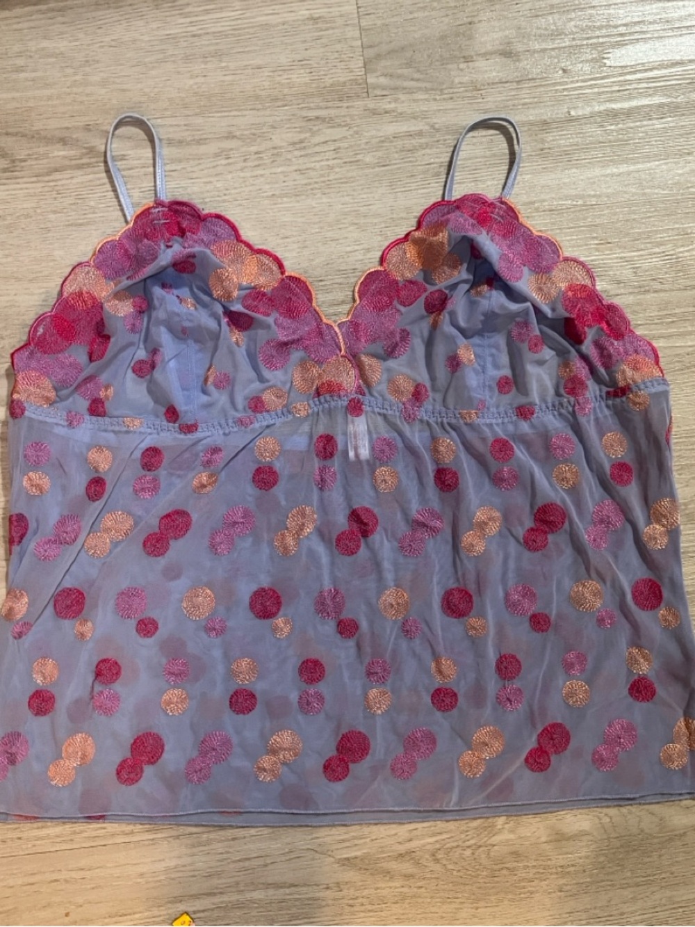Lavender Mesh Cami with Pink and Peach Polka Embroidery 22